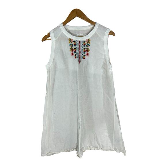 Johnny Was Barbour Embroidered Tunic Dress Linen Blend White WOMEN’S SIZE MEDIUM - Picture 1 of 5